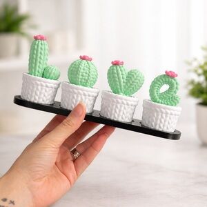 Cactus Love Decorative Set - Green and White